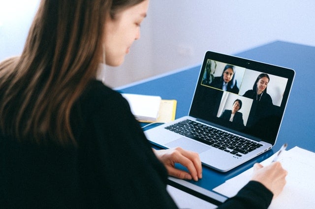 Woman on video conference